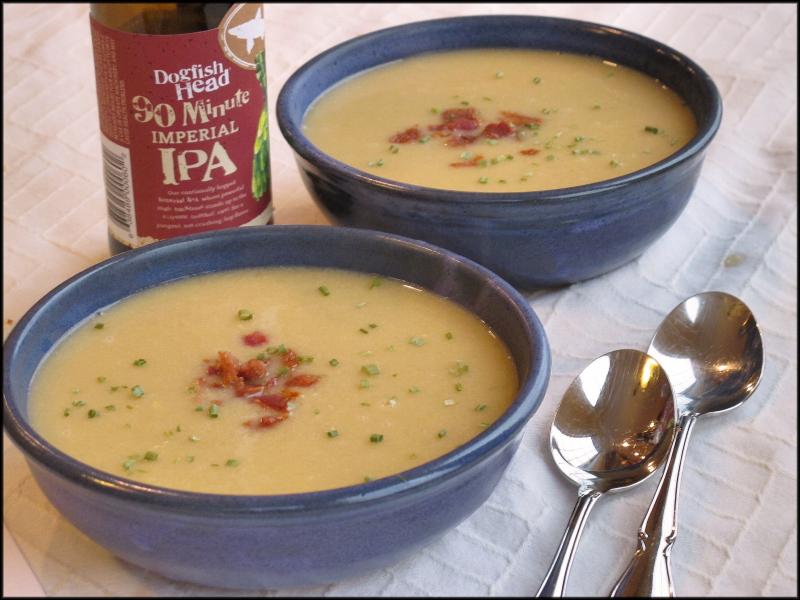 Cheddar cheese soup enriched with Dogfish Head 90 Minute Imperial IPA. JACK CLEMONS PHOTO